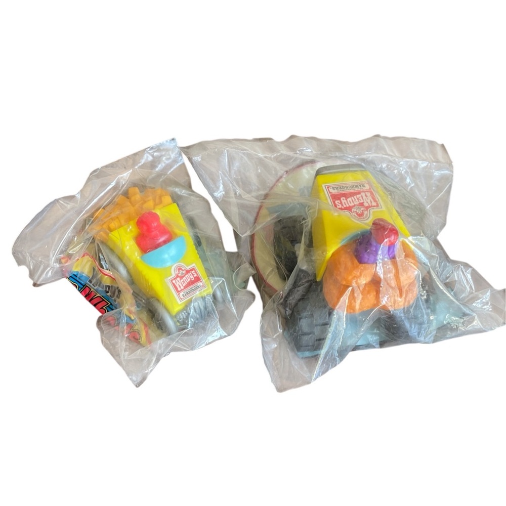 Vintage 90s In Package Wendys on Wheels Kids Meal toys Nuggets and Fries Cars